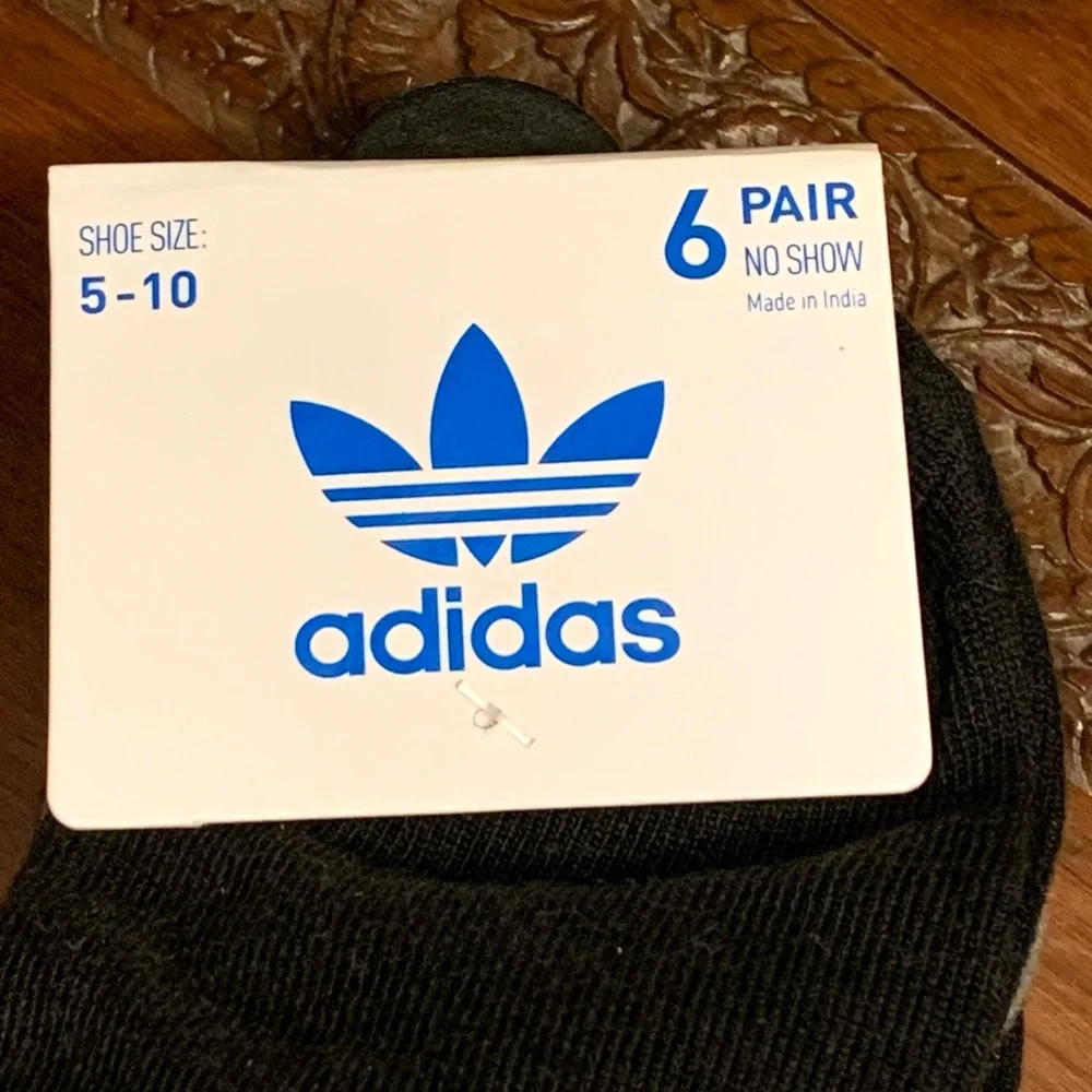 ✖️ ADIDAS ORIGINALS TREFOIL SUPERLITE *NO SHOW* SOCKS WOMENS 6 PACK GRAY BLACK